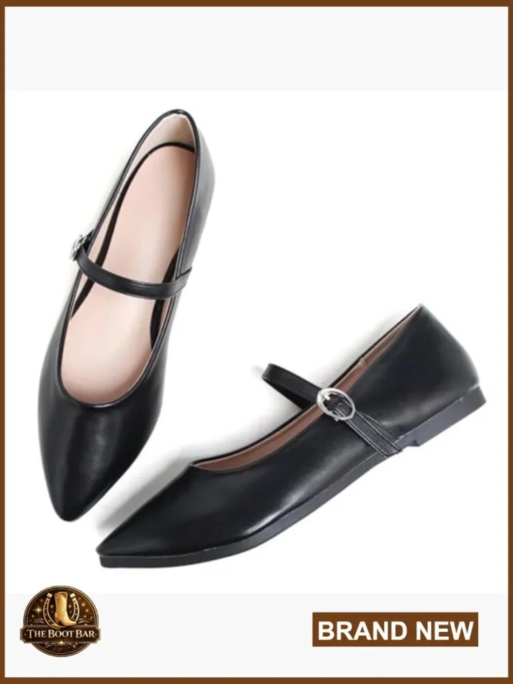 Womens Retro Mary Jane Flats Pointy Toe Slip On Work Shoes